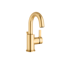 Single Handle Monoblock Bathroom Sink Faucet with Drain Assembly in Brushed Gold