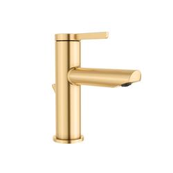 Single Handle Monoblock Bathroom Sink Faucet with Drain Assembly in Brushed Gold
