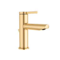 Single Handle Monoblock Bathroom Sink Faucet with Drain Assembly in Brushed Gold