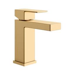 Single Handle Monoblock Bathroom Sink Faucet with Drain Assembly in Brushed Gold