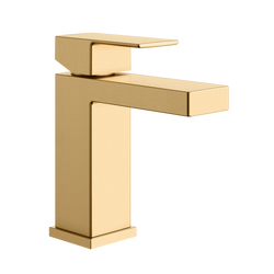 Single Handle Monoblock Bathroom Sink Faucet with Drain Assembly in Brushed Gold