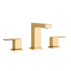 Two Handle Widespread Bathroom Sink Faucet with Drain Assembly in Brushed Gold
