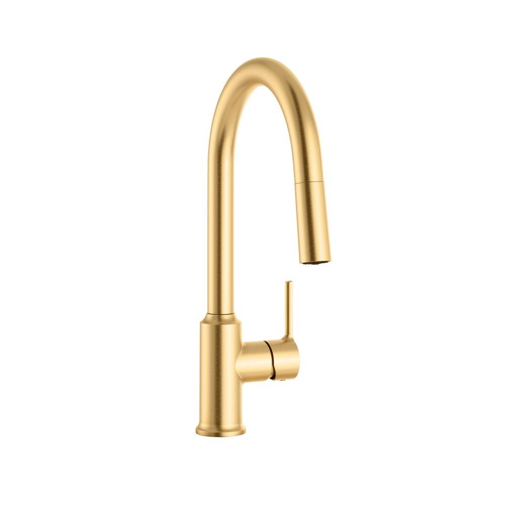 PROFLO&reg; Brushed Gold Single Handle Pull Down Kitchen Faucet 