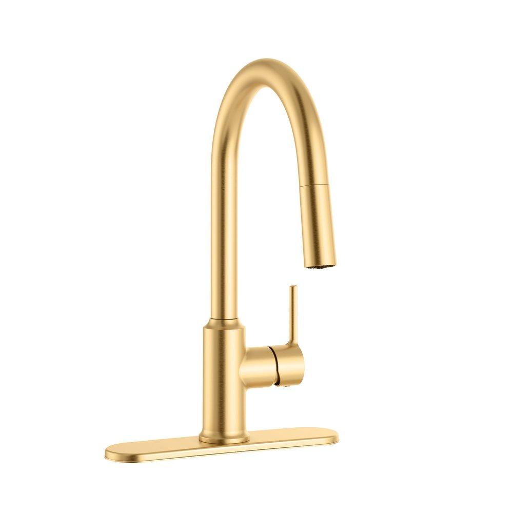 PROFLO&reg; Brushed Gold Single Handle Pull Down Kitchen Faucet 