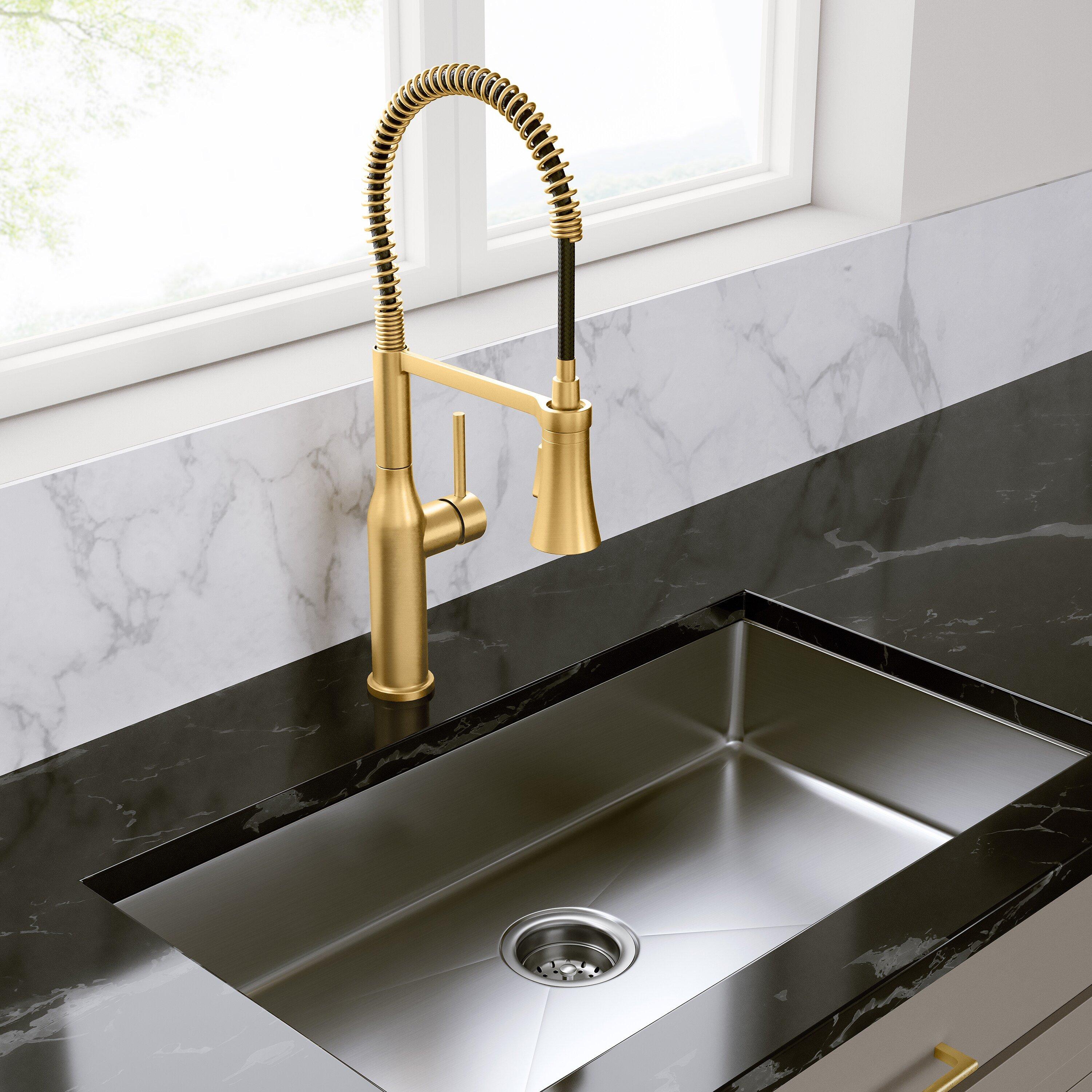 PROFLO&reg; Brushed Gold Kitchen Faucet 