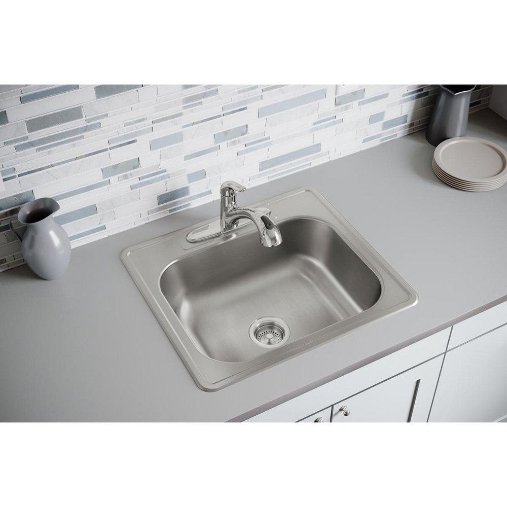 Dayton Elite Satin 25 x 22 in. Stainless Steel Single Bowl Drop-in Kitchen Sink in Elite Satin 