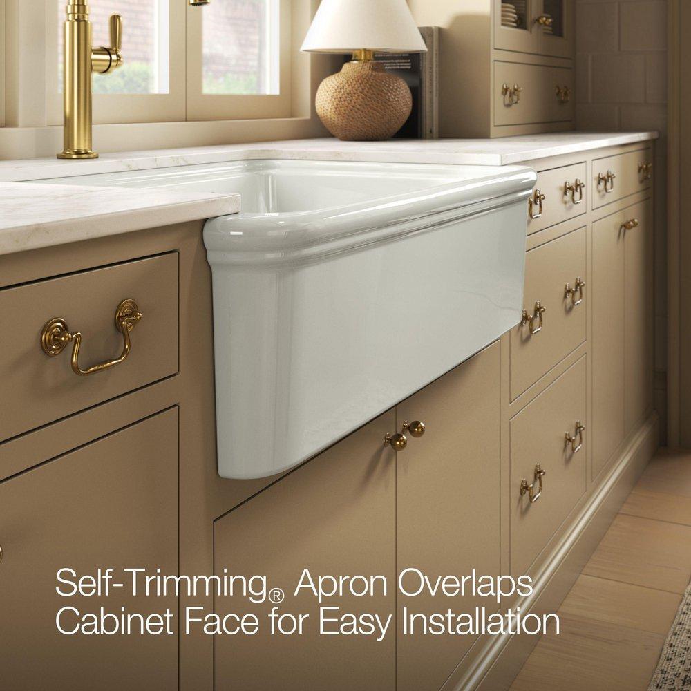 KOHLER Dune 36 in. Undermount Farmhouse Fireclay Single Bowl Workstation Kitchen Sink 