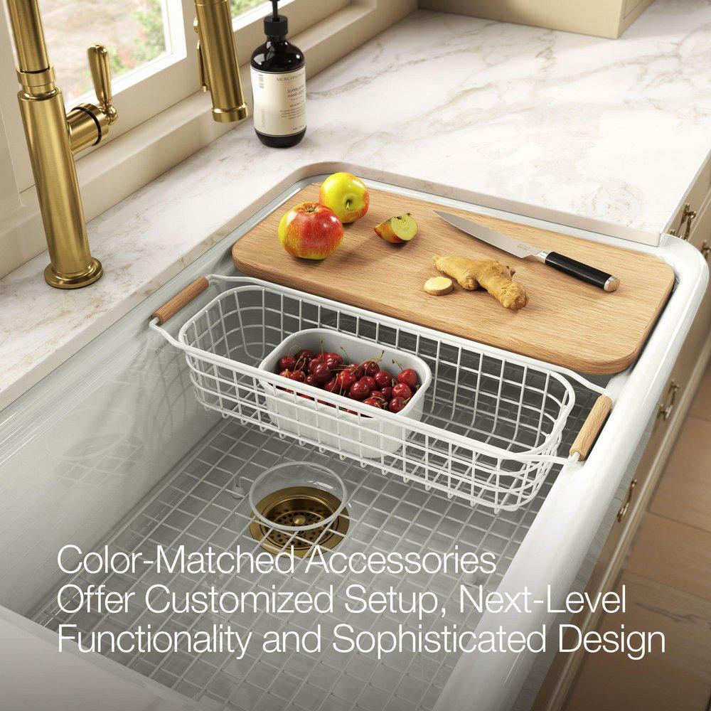 KOHLER Dune 36 in. Undermount Farmhouse Fireclay Single Bowl Workstation Kitchen Sink 