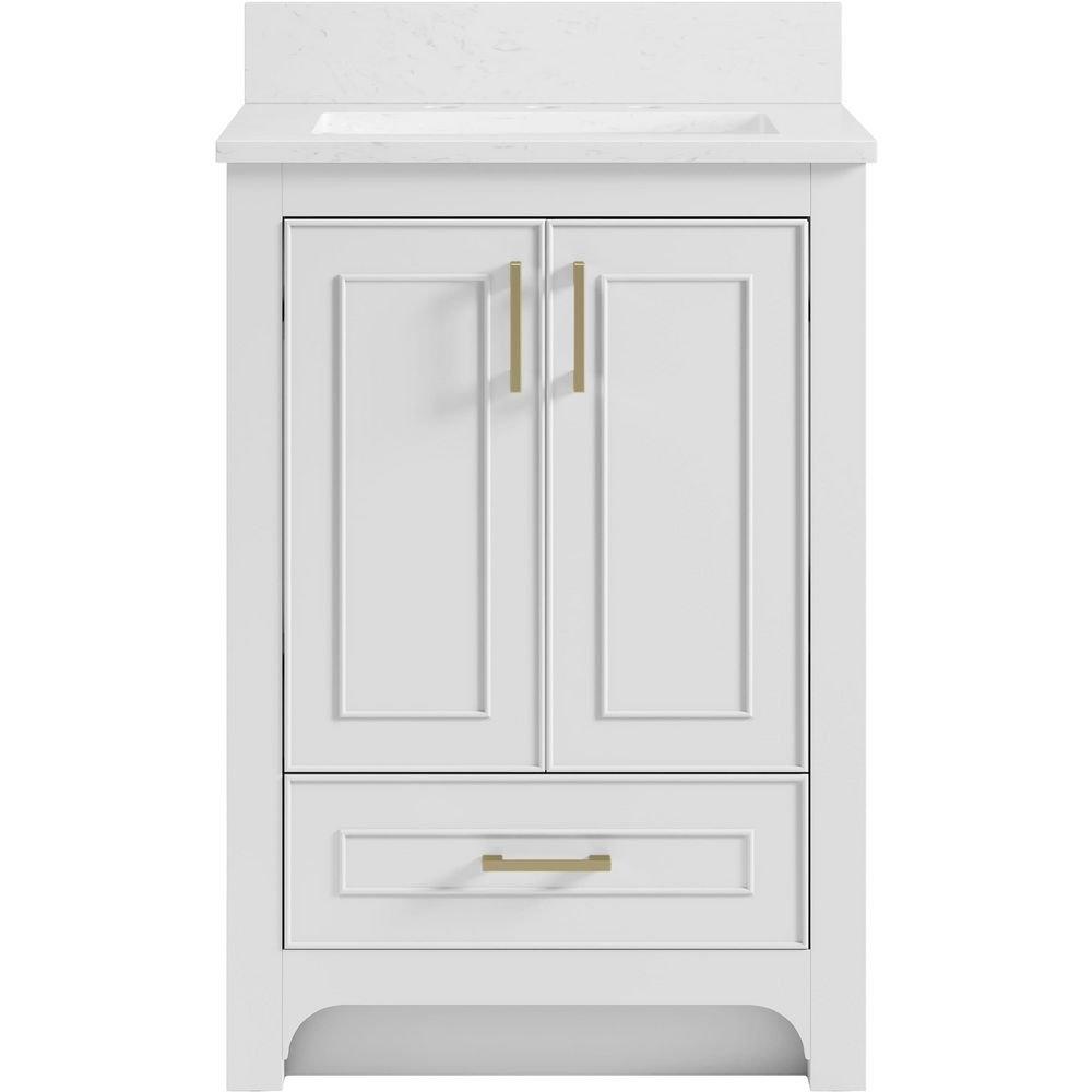 Lucerne 24" Free Standing Single Basin Vanity Set with Cabinet and Engineered Stone Vanity Top 