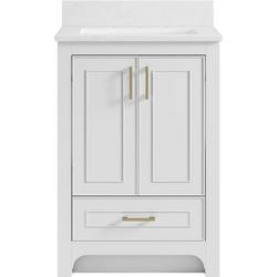 24 in. Free Standing Single Basin Vanity Set in Bright White with Engineered Stone Vanity Top