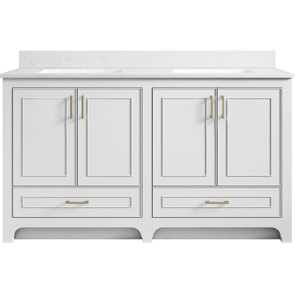 Lucerne 60" Free Standing Double Basin Vanity Set with Cabinet and Engineered Stone Vanity Top 