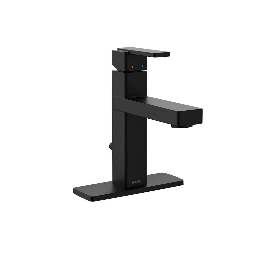 MATTE BLACK ONE-HANDLE HIGH ARC BATHROOM FAUCET 