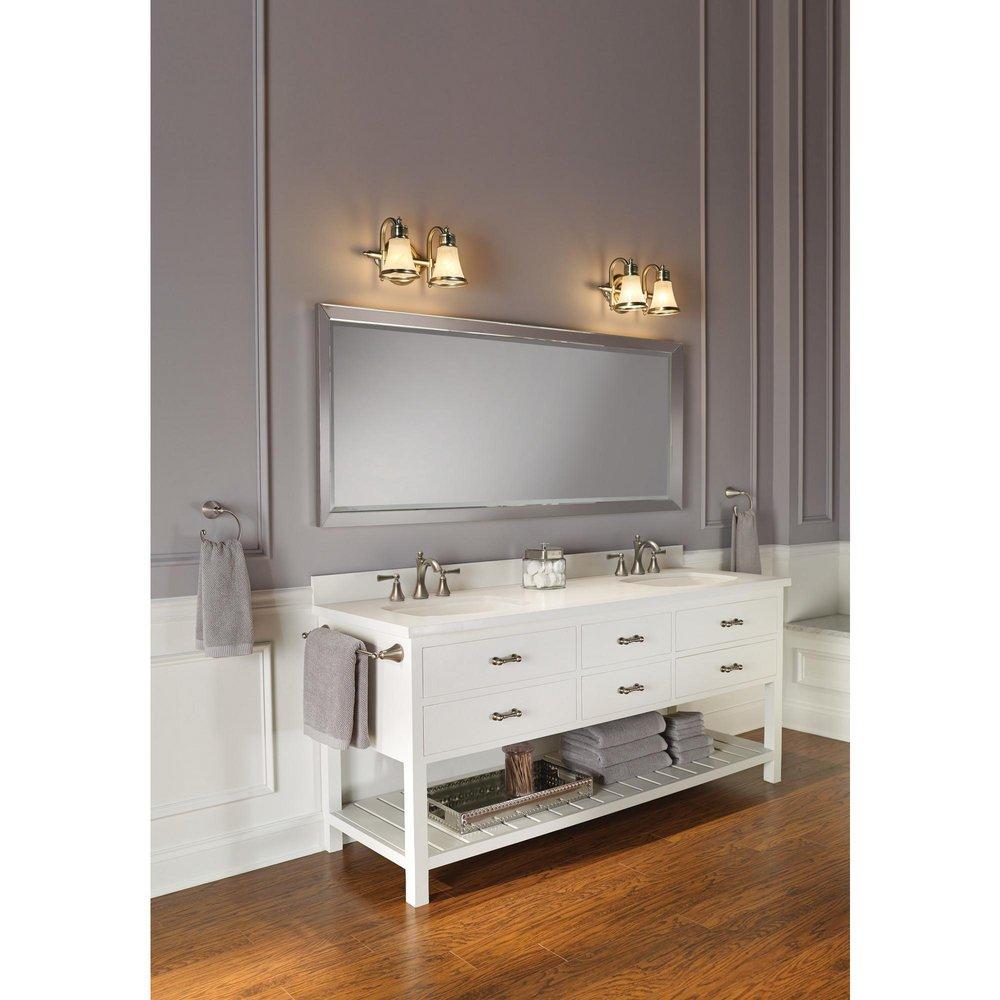 BRUSHED NICKEL TWO-HANDLE HIGH ARC BATHROOM FAUCET 