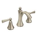 BRUSHED NICKEL TWO-HANDLE HIGH ARC BATHROOM FAUCET
