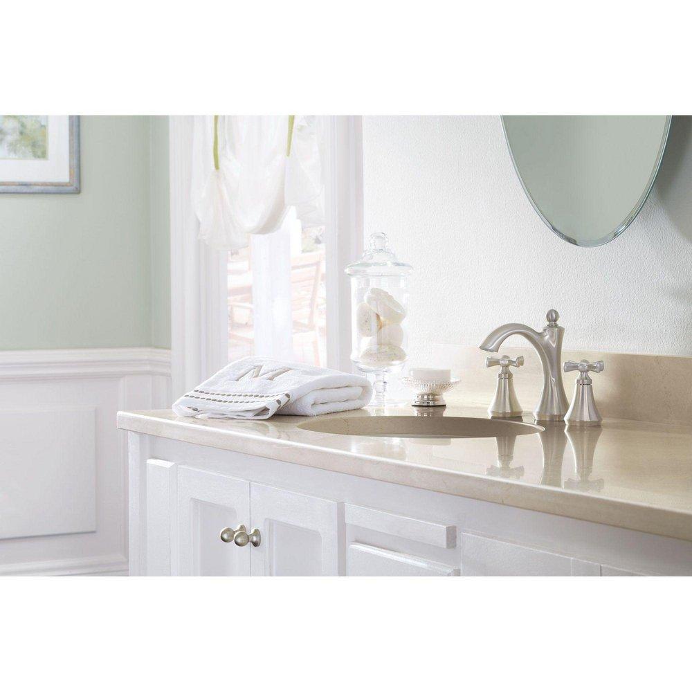 BRUSHED NICKEL TWO-HANDLE HIGH ARC BATHROOM FAUCET 