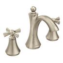 BRUSHED NICKEL TWO-HANDLE HIGH ARC BATHROOM FAUCET 