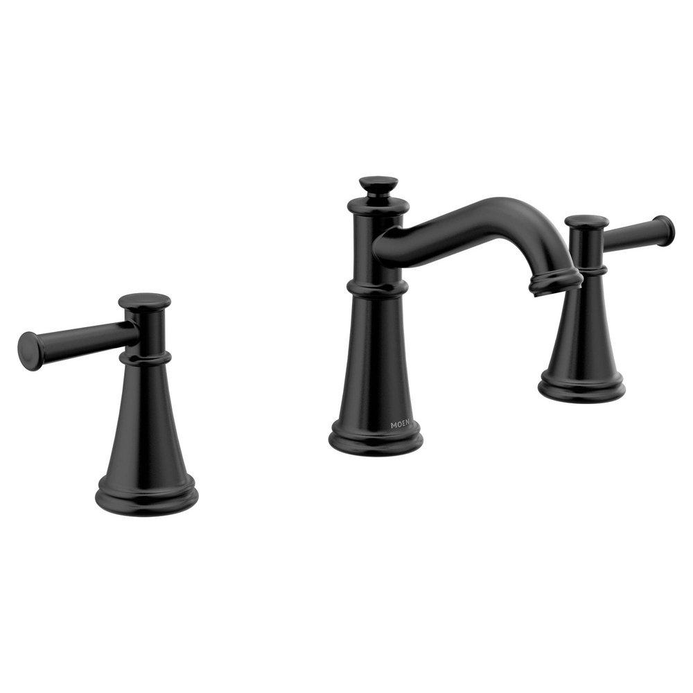 MATTE BLACK TWO-HANDLE HIGH ARC BATHROOM FAUCET 