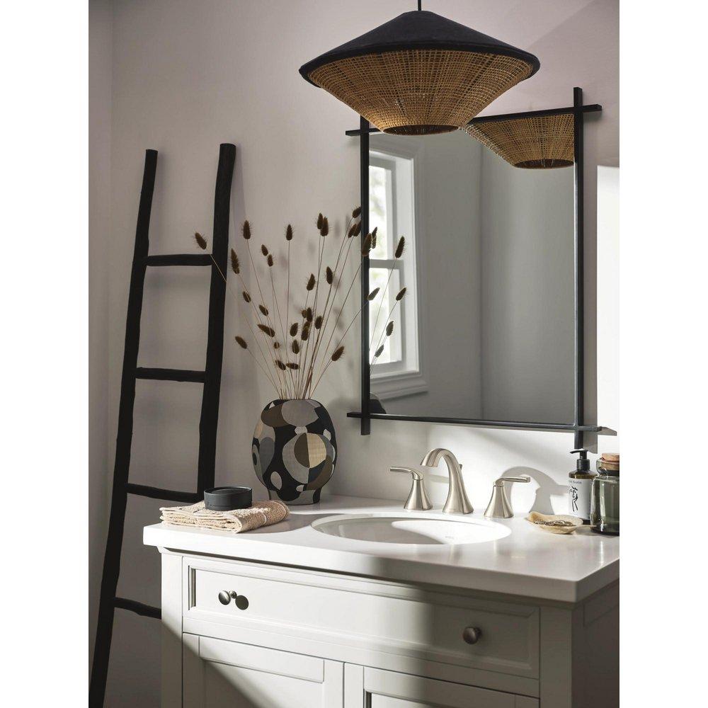 BRUSHED NICKEL TWO-HANDLE HIGH ARC BATHROOM FAUCET 