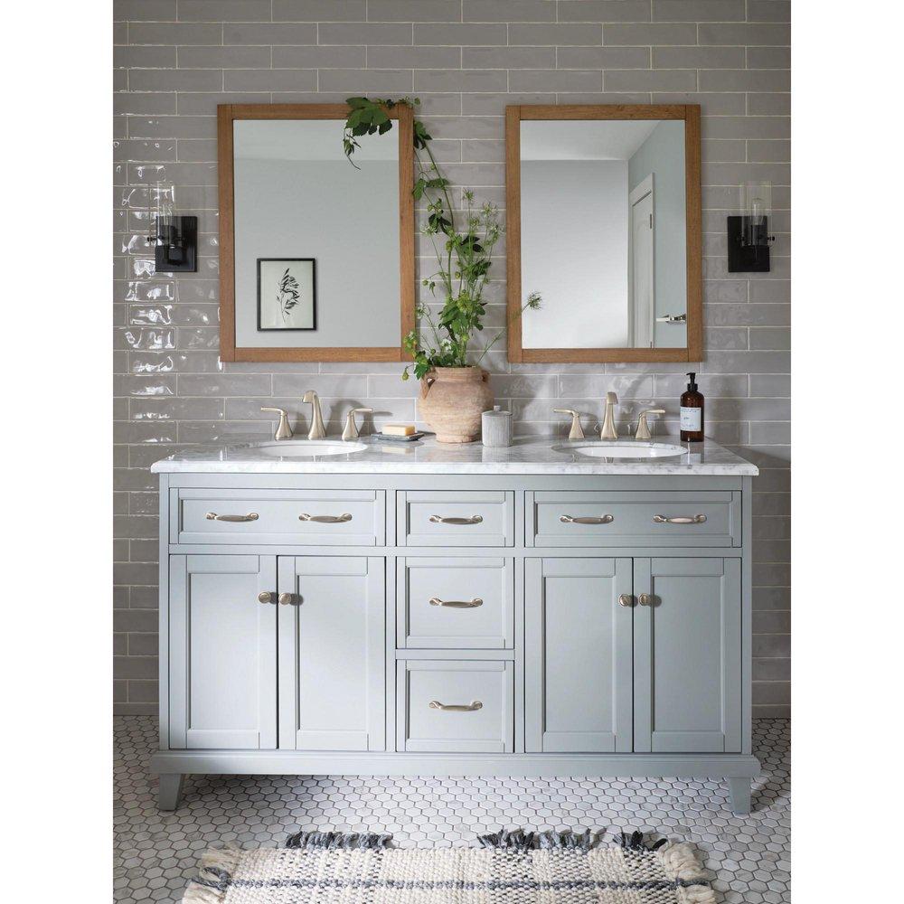 BRUSHED NICKEL TWO-HANDLE HIGH ARC BATHROOM FAUCET 