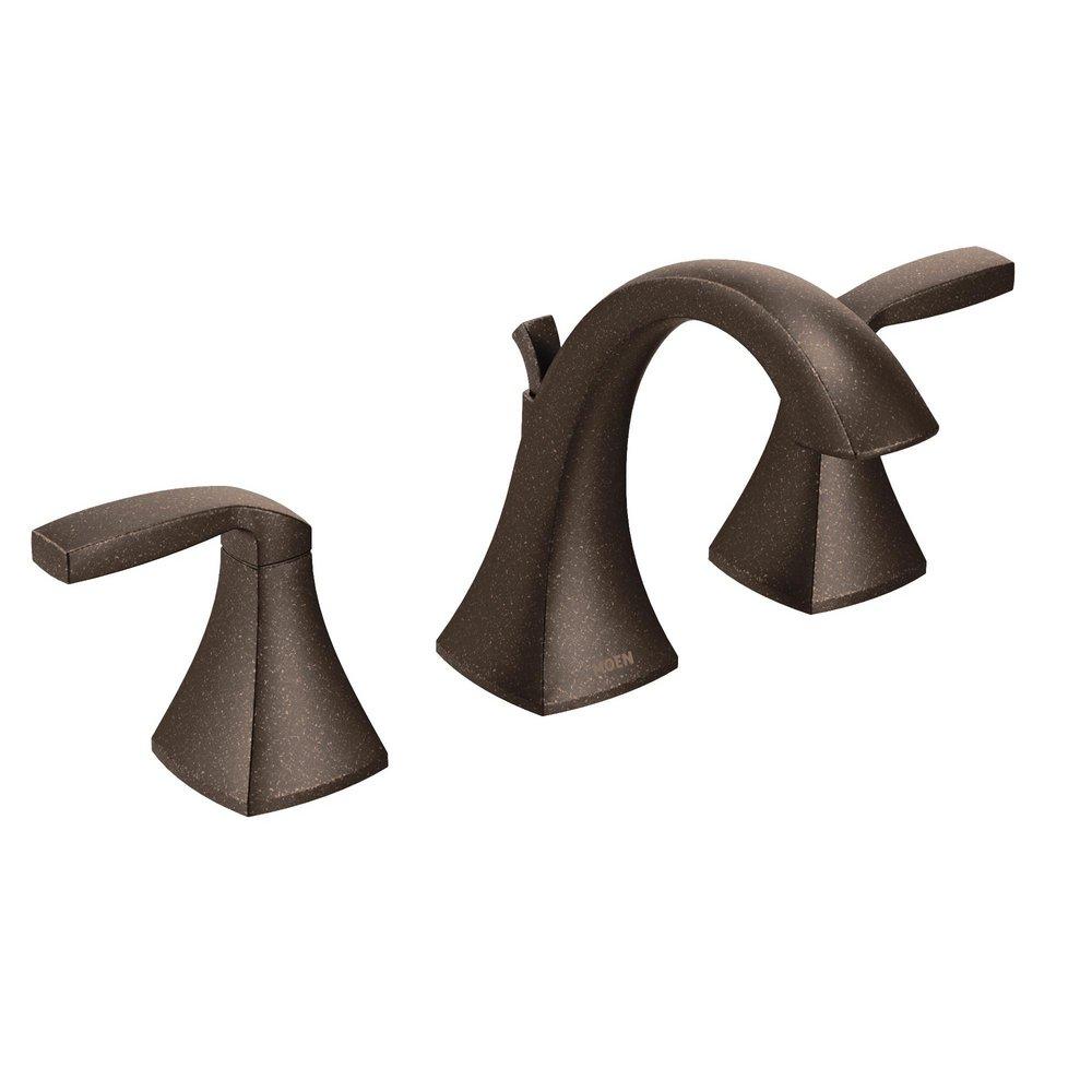 OIL RUBBED BRONZE TWO-HANDLE HIGH ARC BATHROOM FAUCET 