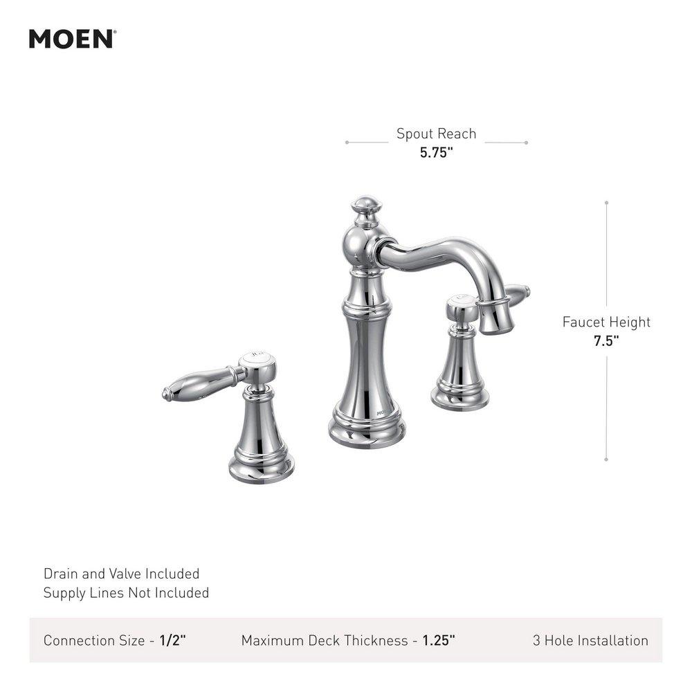 CHROME TWO-HANDLE HIGH ARC BATHROOM FAUCET 