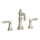 BRUSHED NICKEL TWO-HANDLE HIGH ARC BATHROOM FAUCET