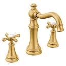 BRUSHED GOLD TWO-HANDLE HIGH ARC BATHROOM FAUCET