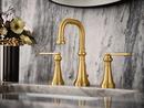 Two Handle Wall Mount Widespread Bathroom Sink Faucet in Brushed Gold 