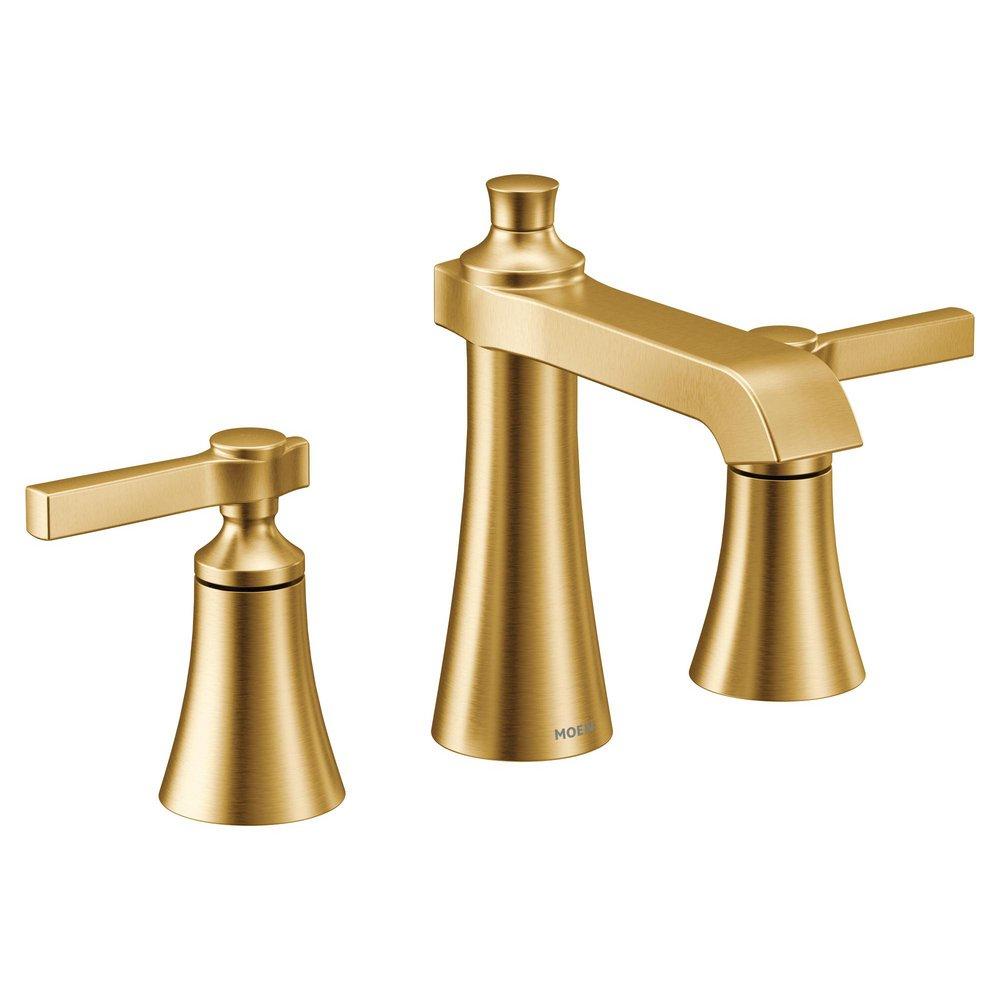 Two Handle Widespread Bathroom Sink Faucet in Brushed Gold 