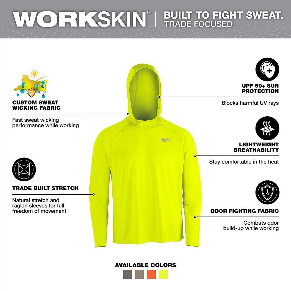 WORKSKIN HOODED SUN SHIRT - YELLOW XL 