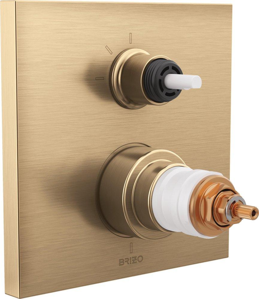 Three Handle Thermostatic Valve Trim in Luxe Gold (Handles Sold Separately) 