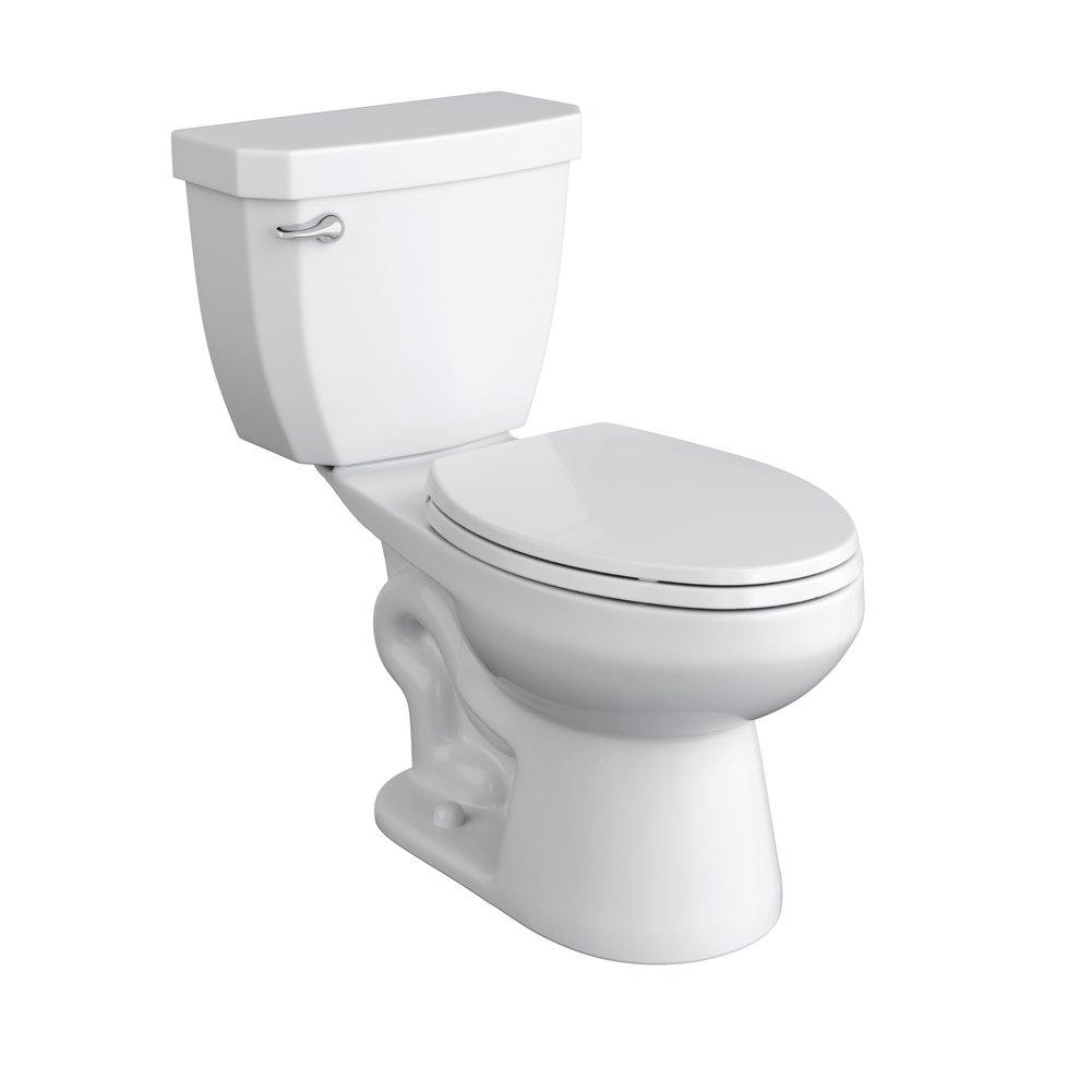 1.28 gpf Standard Height Elongated Two Piece Toilet in White with 12 in. Rough-In and Flush Guard 