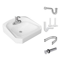 Wall Mount Bathroom Sink with Centerset Faucet Bundle