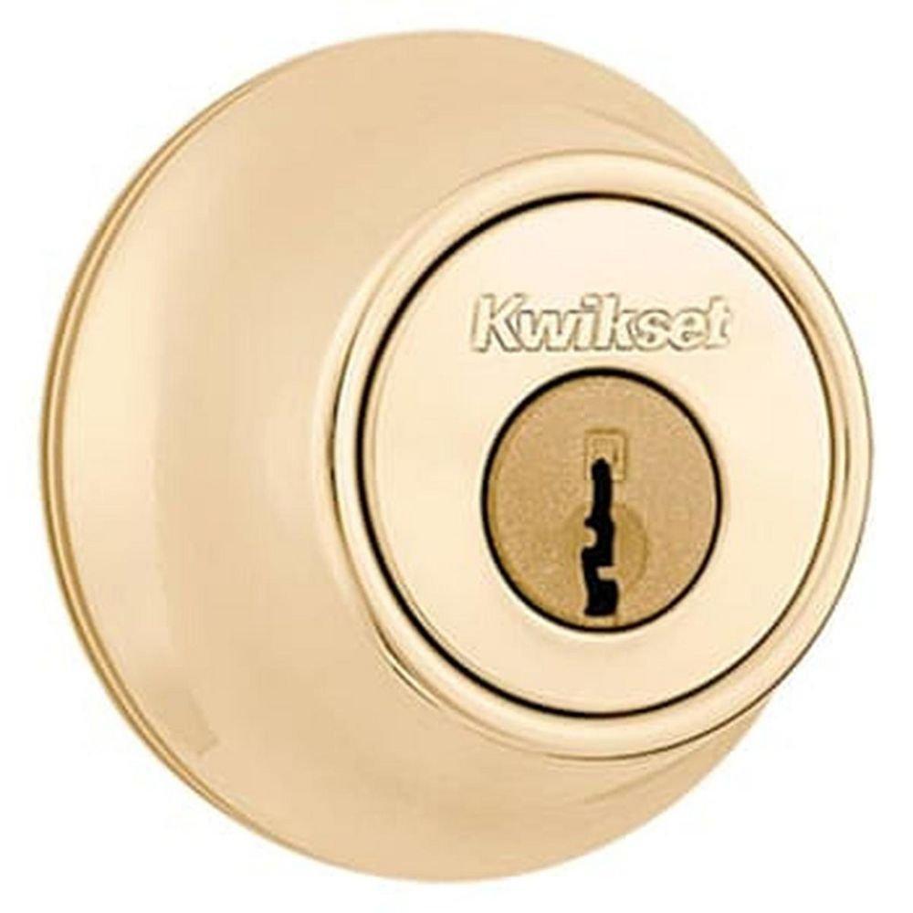 KWIKSET SINGLE CYLINDER DEADBOLT GRADE 3 POLISHED BRASS 