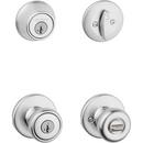 Kwikset Tylo Keyed Entry Knob And Single Cylinder Deadbolt Combo Pack Satin Chrome 