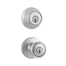 KWIKSET TYLO KEYED ENTRY KNOB AND SINGLE CYLINDER DEADBOLT WITH SMARTKEY COMBO PACK SATIN CHROME 