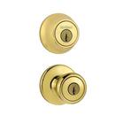 KWIKSET TYLO KEYED ENTRY KNOB AND SINGLE CYLINDER DEADBOLT COMBO PACK POLISHED BRASS