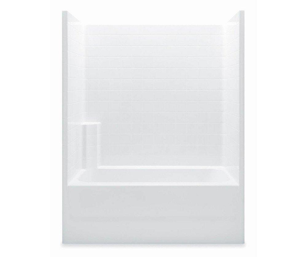 Aquatic White 60 x 32 in. Smooth Tile Tub and Shower in White 