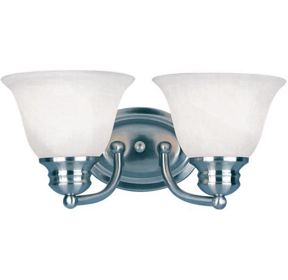 Maxim Lighting&reg; Satin Nickel 6 in. 100W 2-Light Bath Light with Marble Glass Shade 