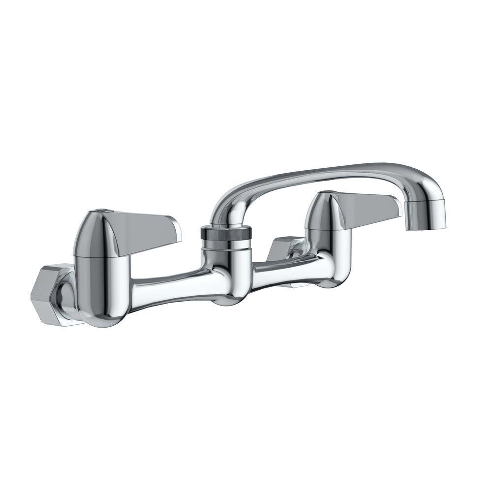 Two Handle Wall Mount Bathroom Sink Faucet in Chrome 