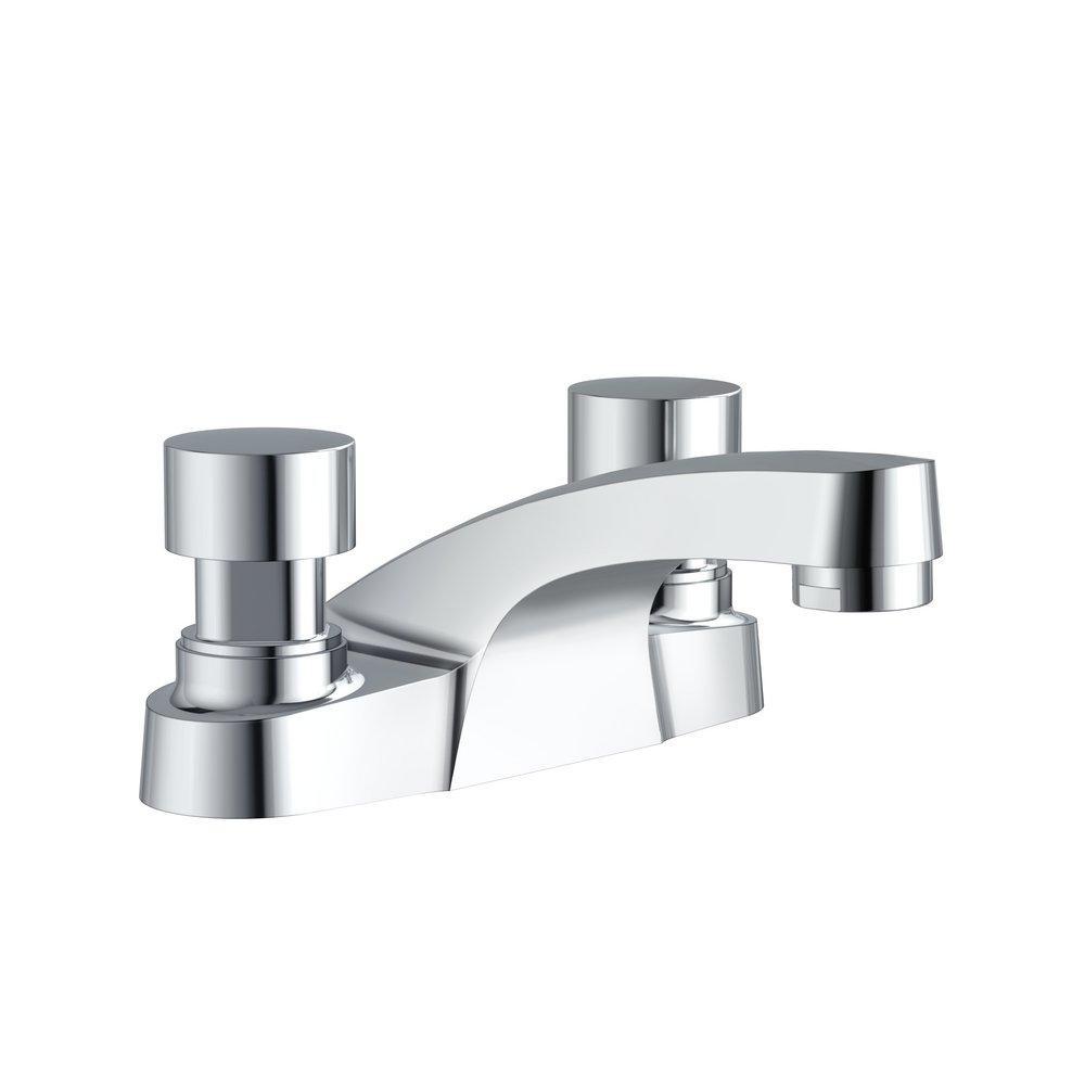 Two Handle Metering Bathroom Sink Faucet in Polished Chrome 