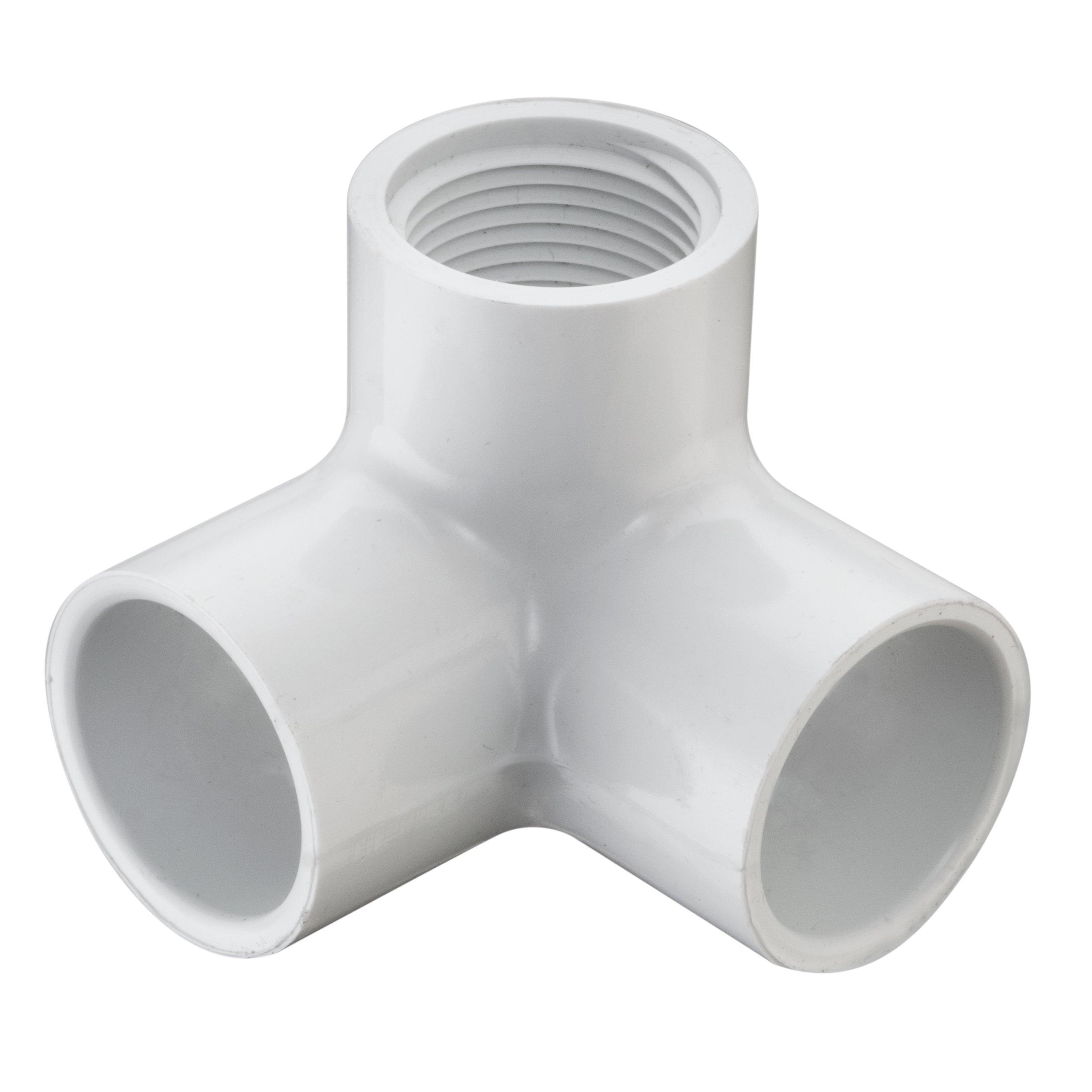 White Socket x FIPT Straight Schedule 40 PVC 90 Degree Elbow with Side Outlet 