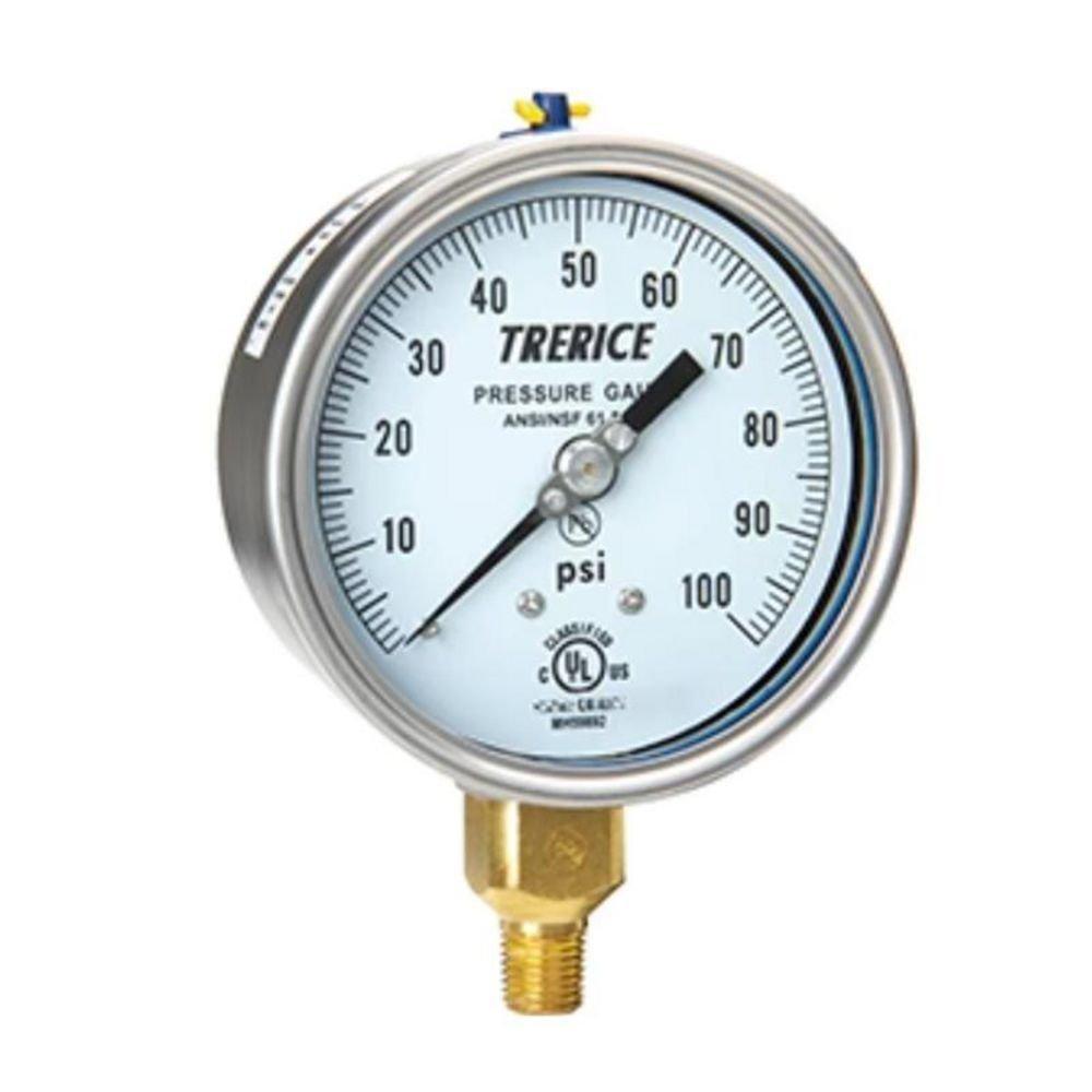 6" Dial Face Dry (Field Liquid Fillable) Lower Mount 0-200 psi Pressure Gauge with 1/4" NPT 