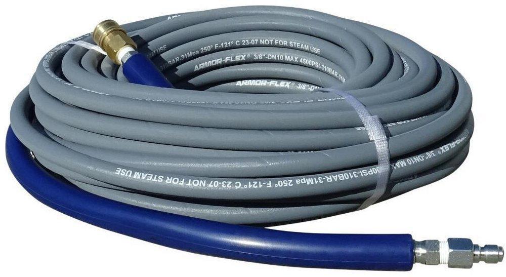 Pressure-Pro 50-Foot (3/8") 4200 PSI Gray Non-Marking High Pressure Hose w/ Quick Connectors (Hot / Cold Water) 