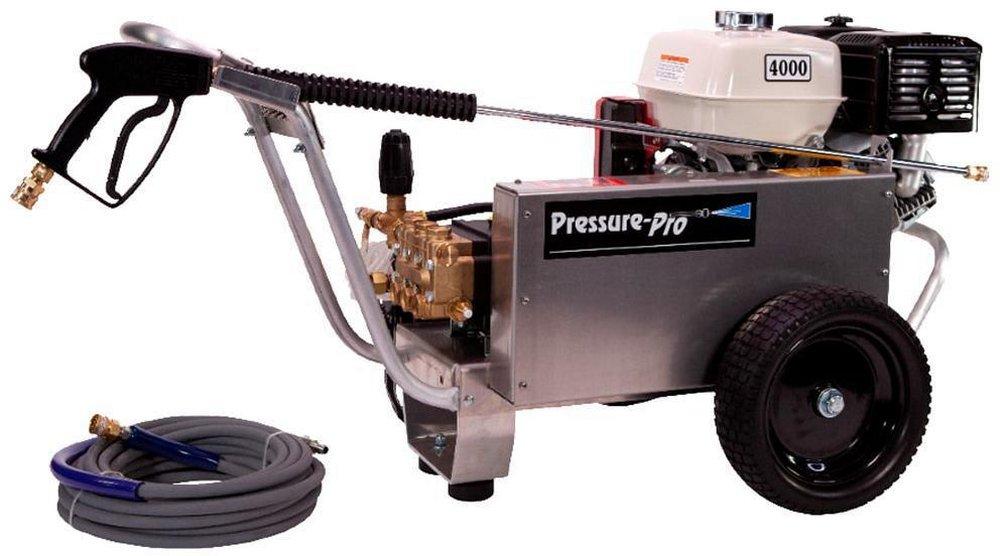 Pressure-Pro Professional 4000 PSI (Gas - Cold Water) Belt-Drive Aluminum Frame Pressure Washer w/ General Pump & Electric Start Honda GX390 Engine 