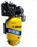 Silent Air Industrial 10HP V4 38CFM 3 Phase 208/230V 2 Stage 120 Gal. Vertical Stationary Electric Air Compressor W/ Pressure Lube Pump Isolator Pads Belt Tensioner Continuous Run Auto Drain 