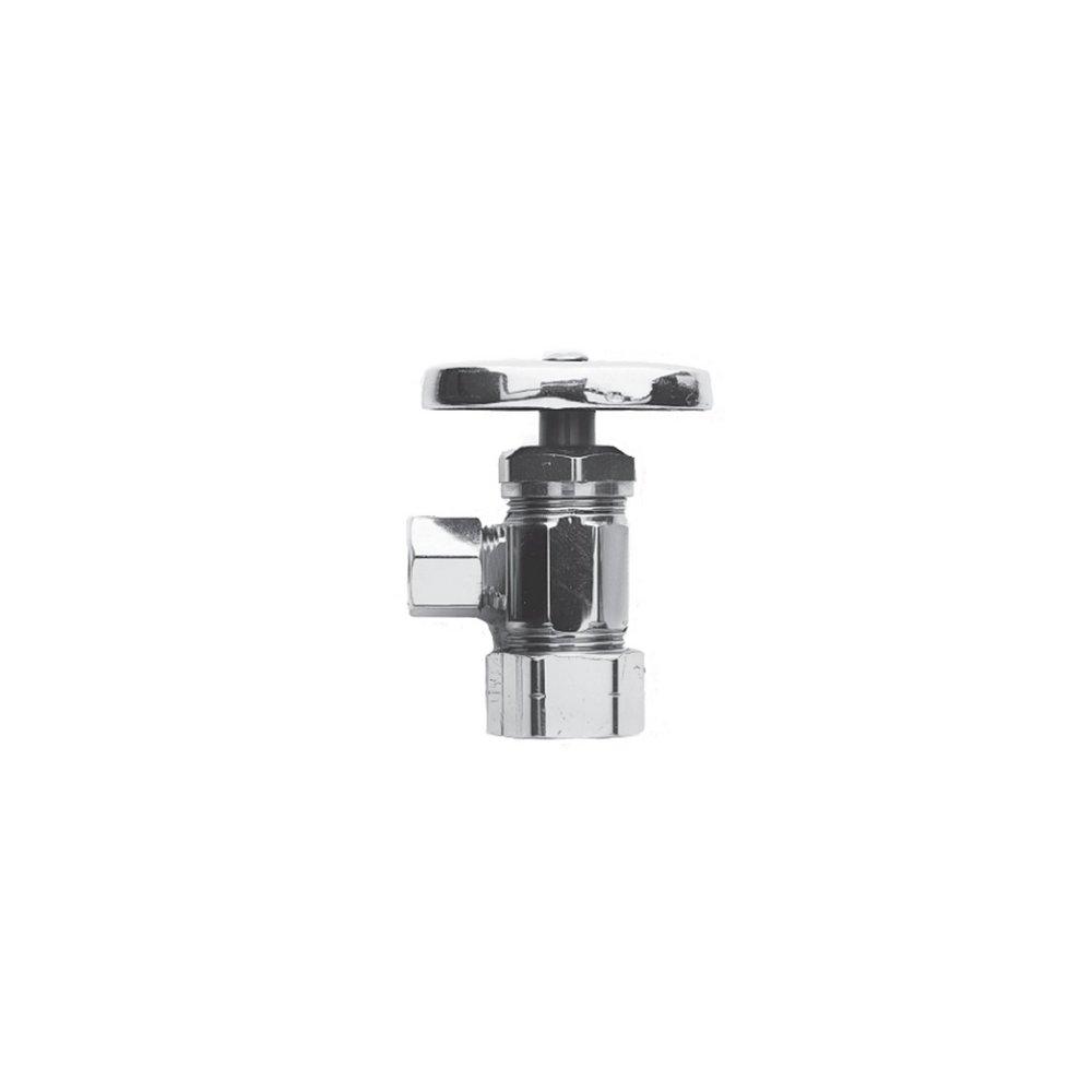 Brasstech Polished Chrome 1/2 x 3/8 in. Compression x OD Compression Oval Handle Angle Supply Stop Valve 