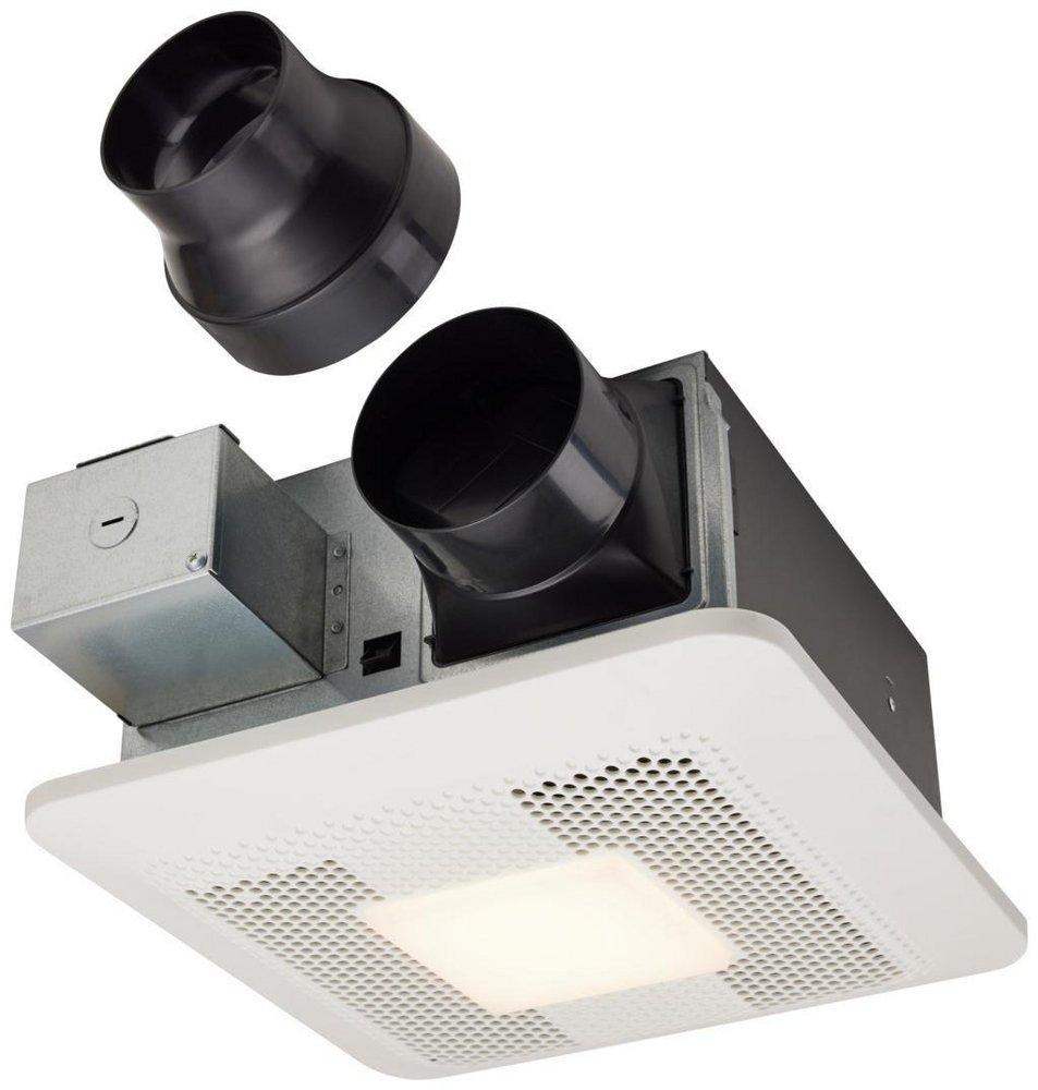 50-80-110 CFM Ceiling Mount Bathroom Ventilation Fan with LED Light & Bluetooth Speaker in White - 0.3-1.1 Sones - Energy Star Rated 