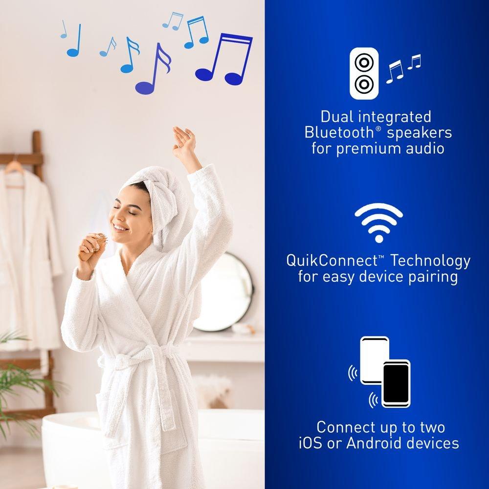 50-80-110 CFM Ceiling Mount Bathroom Ventilation Fan with LED Light & Bluetooth Speaker in White - 0.3-1.1 Sones - Energy Star Rated 