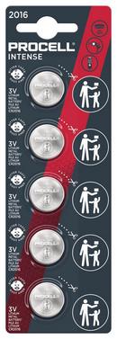 Lithium Coin Intense 2016 Batteries, 3V, 10-year Shelf Life, Tearstrip Pack of 5 